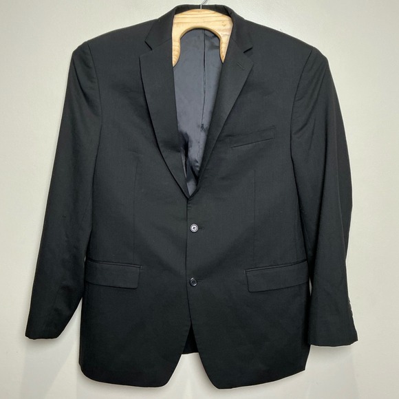 Calvin Klein Other - Calvin Klein Blazer Mens 44L Black Wool Blend Two Button Suit Jacket